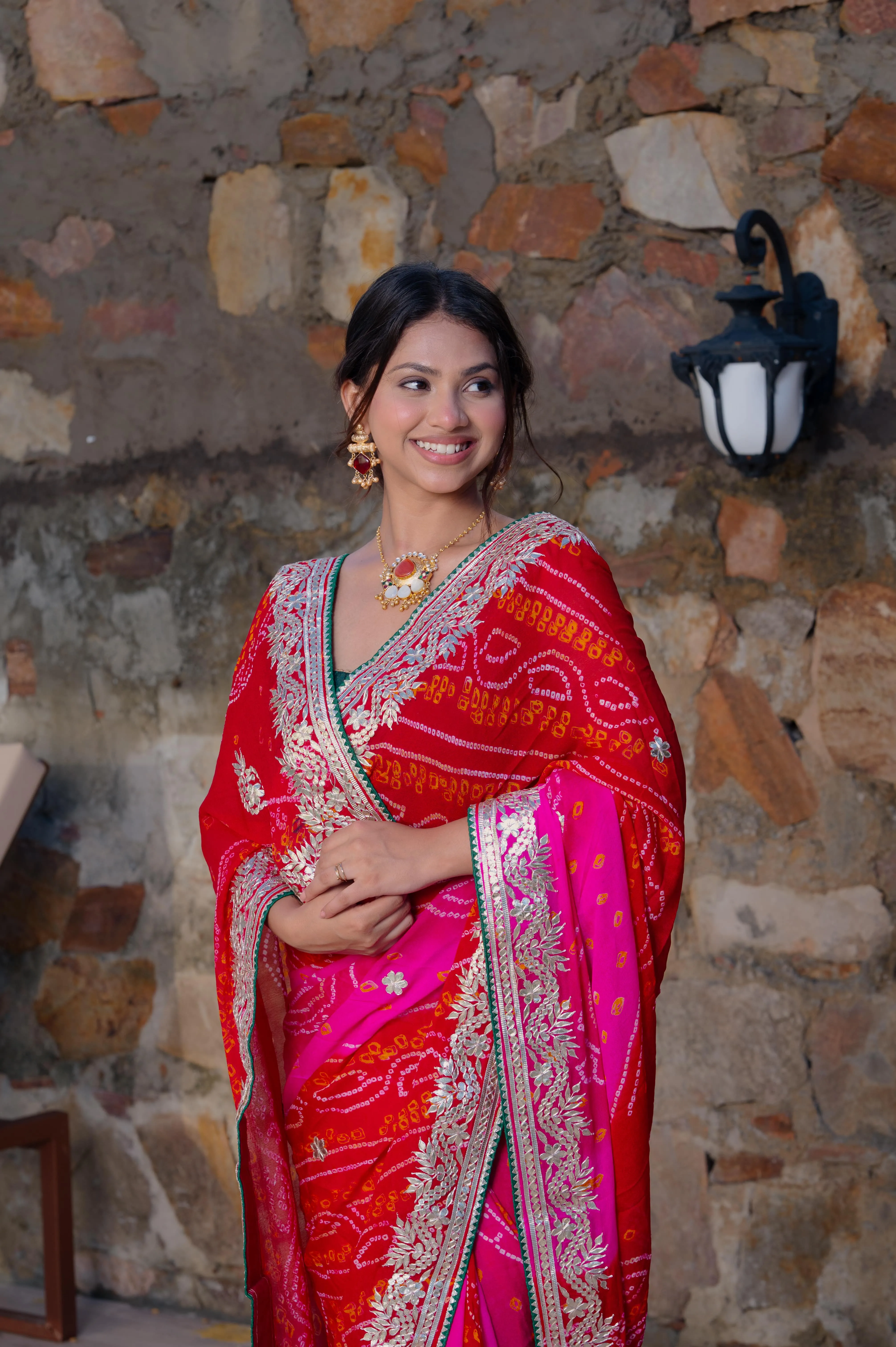 Handcrafted Pure Ojariya Saree with Elegant Gota Patti Embellishment